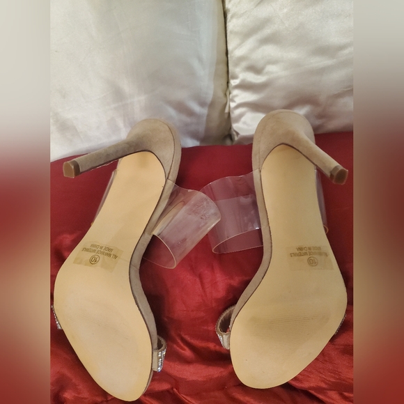 Olivia Furguson Nude Clear Slide on Stiletto Heels 10 M - Picture 5 of 8